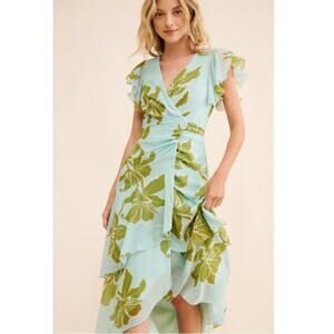 HUTCH Floral Tiered Wrap Maxi Dress Size MP